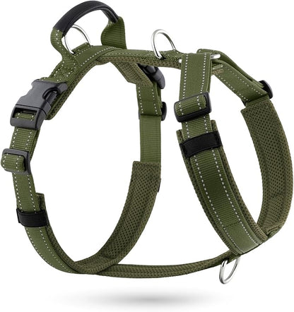No Pull Dog Harness with Handle, Soft Mesh Padded Adjustable for Small Medium Large Dogs | Reflective Easy Walk Harness with Front Clip for Training, Running & Outdoor (Ranger Green, M)