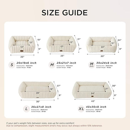 Bedsure ComfyFleece™ Cute Dog Beds Large Sized Dog - Washable Furry Pet Beds, Rectangle Orthopedic Corduroy Fleece Puppy Beds with Removable Zipper Cover, 36x27x8 inches,Night Blue