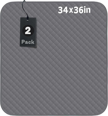Bed Pads Washable Waterproof 34x36 Inch (2pack),Hide Stains Washable Incontinence Pads for Adults,Waterproof Bed Pads Washable,Bed Protector Pads, Slip Resistant Bed Pad for Kids,Toddlers,Pet