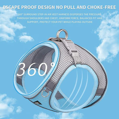 AIITLE No Pull Dog Harness and Leash Set, Step in Adjustable Dog Harness with Padded Vest for All Weather, Dog Leash with Soft Padded Handle, Easy to Put on Small and Medium Dogs Blue S