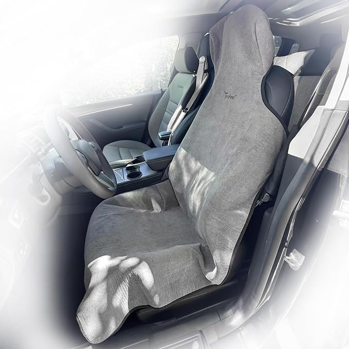 600g Ultra-Thick Car Seat Cover Towel,Heavy-Duty Absorbent Terry Cloth Sweat Protector for Gym,Beach&Athletes,Eco-Friendly Universal Fit for Sedans,SUV&Minivans,Non-Slip Machine Washable-Gray