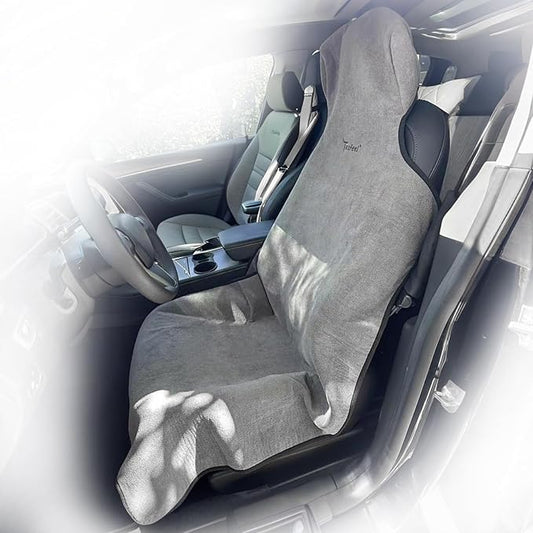 600g Ultra-Thick Car Seat Cover Towel,Heavy-Duty Absorbent Terry Cloth Sweat Protector for Gym,Beach&Athletes,Eco-Friendly Universal Fit for Sedans,SUV&Minivans,Non-Slip Machine Washable-Gray