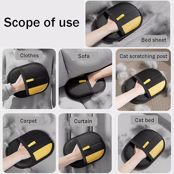 Electrostatic Pet Hair Removal Glove, Static Removal Gloves for Pet Hair, Reusable Double Sided Electrostatic Pet Hair Remover for Couch, Furniture, Carpet, Car Seat (3PCS)