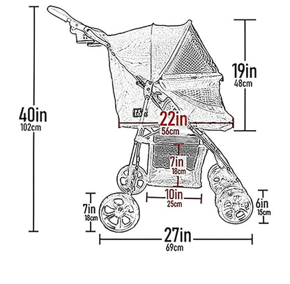 Pet Gear Happy Trails Lite Pet Stroller for Cats/Dogs, Zipper Entry, Easy Fold with Removable Liner, Safety Tether, Storage Basket, Green Clover