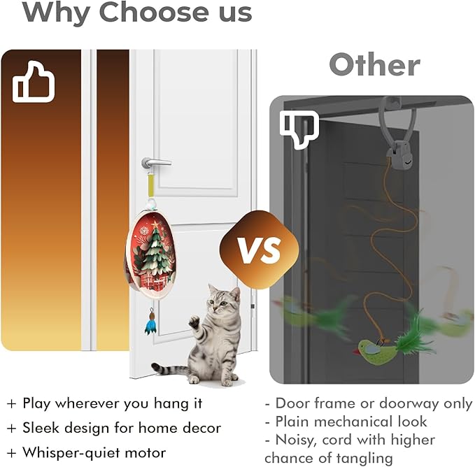 OtterVerz 11 Interactive Cat Toys for Indoor Cats, Automatic Concealed Hide and Seek Hanging Feather Cat Toy, Rechargeable Motion-Activated Enrichment Toys for Bored Adult Cats (Tree Pattern