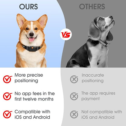 GPS Pet Tracker for Dogs and Cats - 12 Months Free Membership, Real-Time Tracking, Health Monitoring, Historical Route Recording, Virtual Geofence, IP67 Waterproof, 14-Day Battery Life
