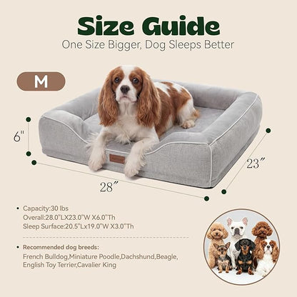 Orthopedic Dog Bed for Small Medium Dogs,Removable Washable Cover,Cooling Gel Memory Foam Sofa,Waterproof Anti-Slip for Pets,28" L x 23" W x 6.5" Th
