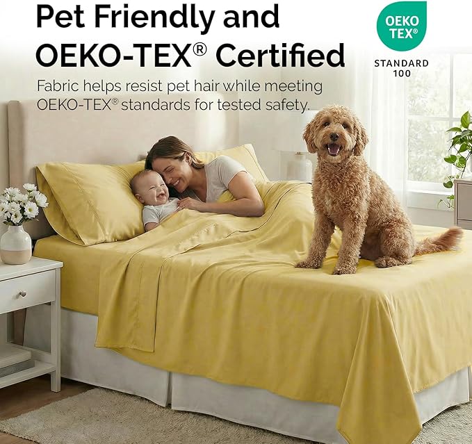 Southshore Fine Living, Inc. 21-Inch Extra Deep Pocket Fitted Sheet Full, 6-Piece Microfiber Bed Sheets Full Size Set, Oversized Flat, Pillow Cases Standard Size Set of 4, Muted Gold Sheets