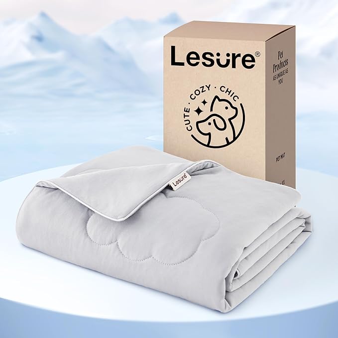 LE SURE Premium Cooling Blanket for Large Dogs Washable - Dog Cooling Mat with Q-MAX>0.4 Soft, Breathable Pet Throw Blanket Durable for Summer, Grey, 40x50
