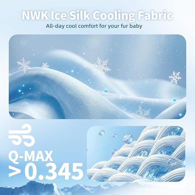 NWK Pet Cooling Mat -Q-Max>0.345 Ice Silk Cooling Mat for Dogs & Cats Portable & Washable Pet Cooling Blanket, Car Seats, Beds for Summer (Green Leaf, 27'' X 20'' X 0.3'')