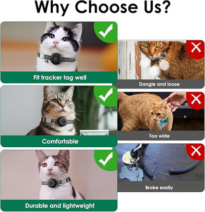 Cat GPS Tracker, Waterproof Pet GPS Tracker for Cats, Cat Tracker Collar with Safety Elastic Buckle, Compatible with Apple Find My App (Only iOS), No Monthly Fee