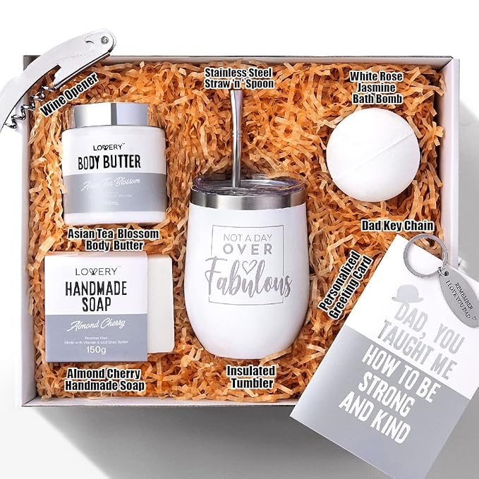 Gift for Dad, Personalized Gifts for Men, Birthday Funny Thank You Gifts for Him, Men, Husband, Father, Dad, Boss, Brother, Boyfriend, Uncle, Unique Spa Gift Set with w/ Tumbler, Self Care