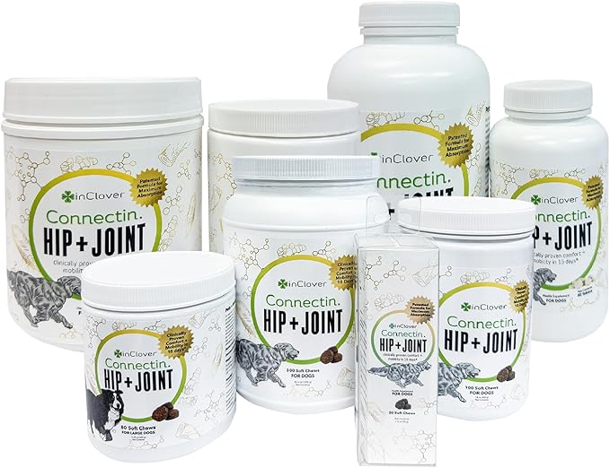 InClover Connectin Natural Hip & Joint Supplement for Dogs with Glucosamine, Chondroitin & Hyaluronic Acid - Tablet for Dog Mobility, Comfort & Active Lifestyle Support, 150 Count