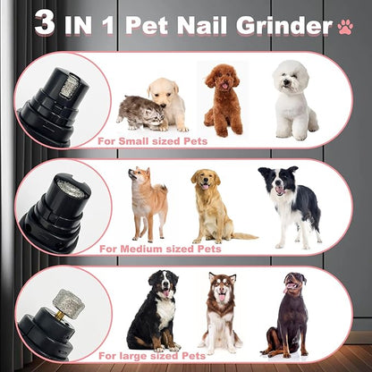 Consss Dog Nail Grinder Quiet, Easy to Use Pet Nail Grinder with Led Lights, 7500 RPM Dog Nail Clippers for Large Dogs Medium Small Dogs & Cats, Continuous 3-Hour Battery Life