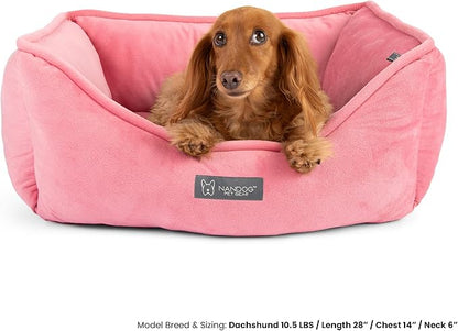 NANDOG Reversible Dog Bed from The Signature Collection– Luxury Cloud-Soft Pet Bed for Small to Medium Dogs & Cats, Premium Pet Gear, Reversible Design, Plush Comfort, Modern Style - Pink