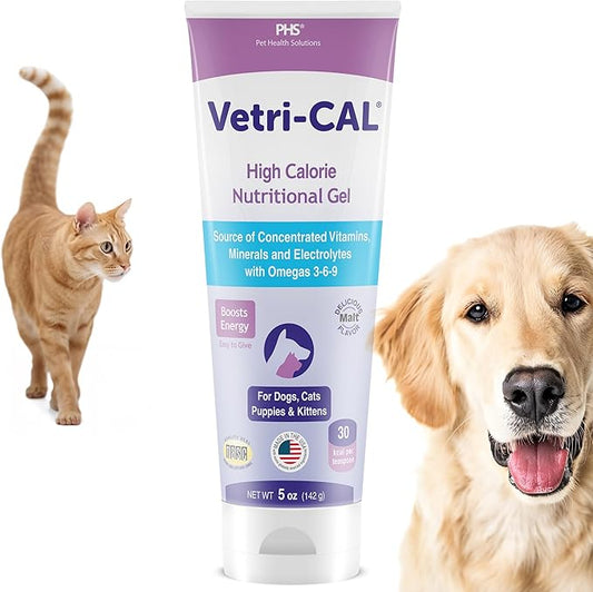 High Calorie Nutritional Gel for Dogs & Cats – Appetite Booster with Omega 3-6-9, Vitamins A-D-E-B – Recovery & Energy Support – Tasty Malt Flavor – 5 oz Tube