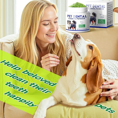 Mimo Style Dog Dental Powder, Dog Teeth Cleaning Powder, Targets Tartar & Reduces Plaque & Bad Breath - Teeth Cleaning Made Easy Eliminate - Meat-Flavored Formulated (Green)