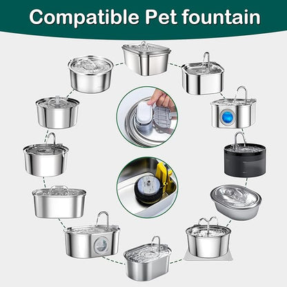Cat Water Fountain Filter,16 Pack Cat Fountain Replacement Filters for Stainless Steel 67oz/2L Adjustable Water Flow Pet Water Fountain,Dog Water Fountain (8+8 Pack)