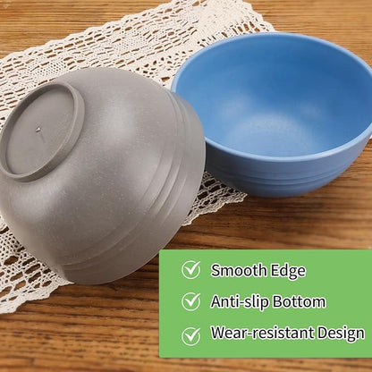 Wheat Straw Cereal Bowls, Reusable Bowls for Kitchen, Plastic Bowl Set of 4, Microwave and Dishwasher Safe Bowls for Salad, Soup, Oatmeal, Ramen, Camping, Kids, College Dorm, 26 OZ, Coastal Color