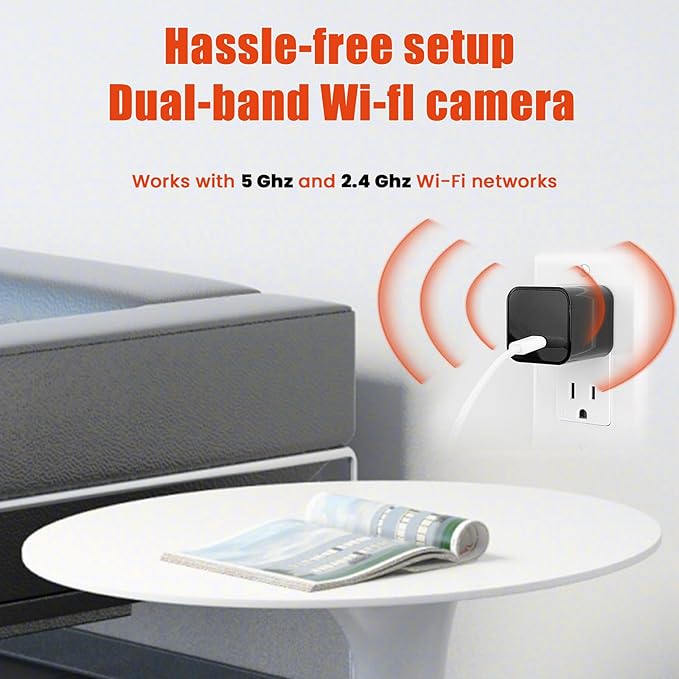 USB Charger Camera - WiFi Small Camera - Full HD 1080P Mini Wireless Nanny Cam Motion Detection with App Live Feed
