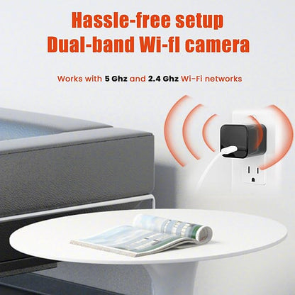 USB Charger Camera - WiFi Small Camera - Full HD 1080P Mini Wireless Nanny Cam Motion Detection with App Live Feed