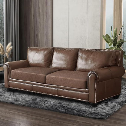 ANARACHON Leather Look Couch Cushion Covers Sofa Seat Slipcovers Sets Couches Furniture Protector for Sectional Armchair Loveseat Pets Kids Stretch Spandex Fabric (2 Cushion Sofa, Brown)