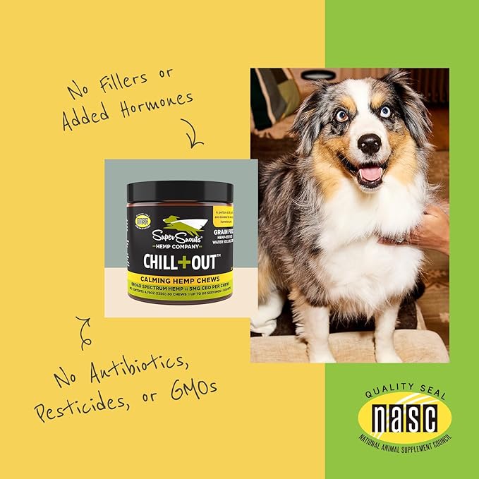 Super Snouts Chill + Out– 30 Soft Chews – Calming Chews for Dogs and Cats Help Maintain Your Pet’s Emotional Balance – Made in The USA