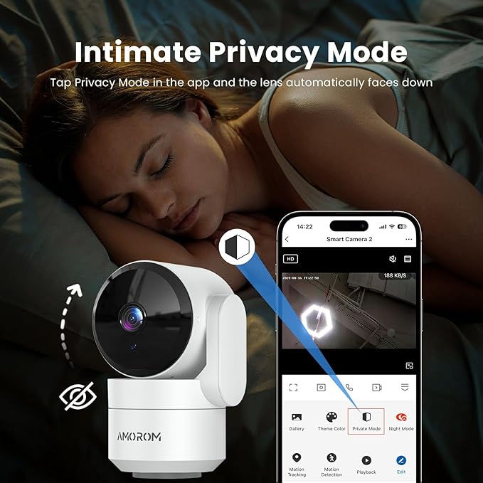 AMOROM Indoor Security Camera 360° with Pan/Tilt, Pet Dog Baby Monitor, 1080P HD Night Vision, Motion Detection, 2-Way Talk, Alexa & Google Home Compatible (2.4GHz WiFi)