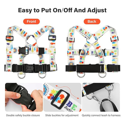 Safety Walking Harness and Leash for Autism & Special Needs Kids Ages 6-12 with Easy-Adjust Tether + Emergency Grab Handle for Wandering Prevention & Calm Outdoor Adventures
