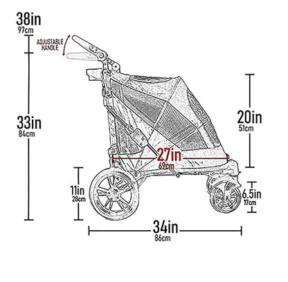 Pet Gear NO-Zip Pet Stroller with Dual Entry, Push Button Zipperless Entry for Single or Multiple Dogs/Cats, Pet Can Easily Walk in/Out, Gel-Filled Tires, Candy Apple