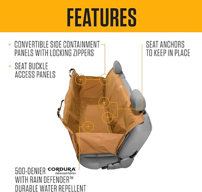 Carhartt Universal Fitted Nylon Duck Pet Hammock, Dog Back Seat Cover, Carhartt Brown