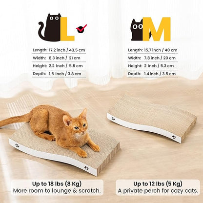 Cat Scratcher, Durable Scratch Pad, Corrugated Cardboard Scratching Board for Indoor Cats, Heavy Duty, Double-Sided Usability, Recyclable, with Catnip, Large, 2 Pack