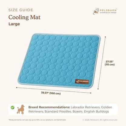 Pelsbarn Dog Cooling Mat- Ice Silk Summer Comfort, Self Cooling, Non-Slip Dog Pad, Durable & Washable, Mat for Large Dogs 25"" x 37"", Support Shelter Dogs with Every Purchase (Blue)