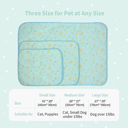 NWK Pet Cooling Mat -Q-Max>0.345 Ice Silk Cooling Mat for Dogs & Cats Portable & Washable Pet Cooling Blanket, Car Seats, Beds for Summer (Green Fruit, 27'' X 20'' X 0.3'')