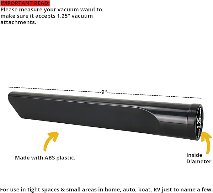 Attachments for 1.25" Vacuum Cleaner – Dust Brush, Crevice, Upholstery Tool & 2 Adapter - fits 1.5" & 1.375" Compatible with Kirby, Shark, Hoover, Oreck, Bissell, Eureka, Rainbow