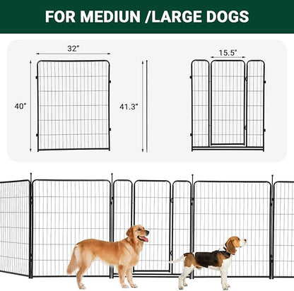 GarveeLife Dog Playpen,40 inch(H) 21 Ft(L) 8 Panels Dog Fence Indoor/Outdoor,Heavy Duty Metal Pet Puppy Exercise Pen, Wide Door Low Threshold,Portable Pet Playpen for Rv Camping Garden Yard