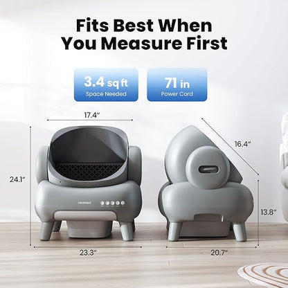 Neakasa M1 Plus Open-Top Self-Cleaning Cat Litter Box, 360° Safety Sensors, Advanced Odor & Leak Control, Automatic for Large & Multi-Cat Homes, Litter Mat & 2 Rolls Refill Bags Included