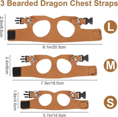 Bearded Dragon Leash & Harness Set, Adjustable Lizard Harness Cool Animals Accessories for Small Pet Animals Reptile Outdoor Safety Walking (S, M, L)