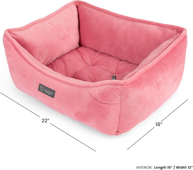 NANDOG Reversible Dog Bed from The Signature Collection– Luxury Cloud-Soft Pet Bed for Small to Medium Dogs & Cats, Premium Pet Gear, Reversible Design, Plush Comfort, Modern Style - Pink