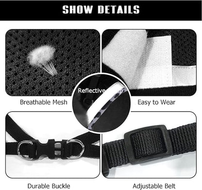FEimaX Dog Harness and Leash Set for Walking, Soft Mesh Adjustable Easy Control Lightweight Cat Vest Harnesses with Reflective Strips, Escape Proof Small Dogs Cats Vests (Cowblack, X-Small)