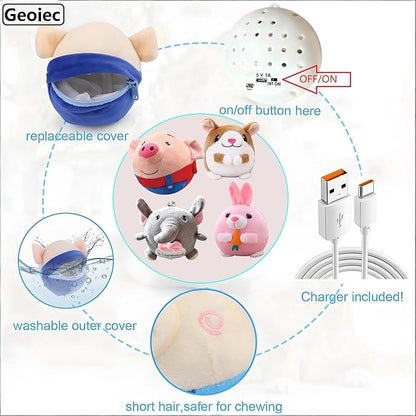 Interactive Dog Toys,Active Moving Pet Plush Toy with Recording and Music Modes, Jumping Squeaky Song shaking Interactive Dog Ball,Rechargeable Dog Toys to Keep Them Busy,Animal Plush Pet Toy(Hamster)