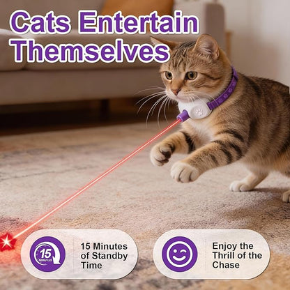 Walfront Cat Toys for Indoor Cats, Purple Light-Up Interactive Collar with Automatic Motion, Adjustable Fit 9.1–13.4"(23–34cm) USB Rechargeable 2 Modes, Home Alone Cats, Engaging Playtime