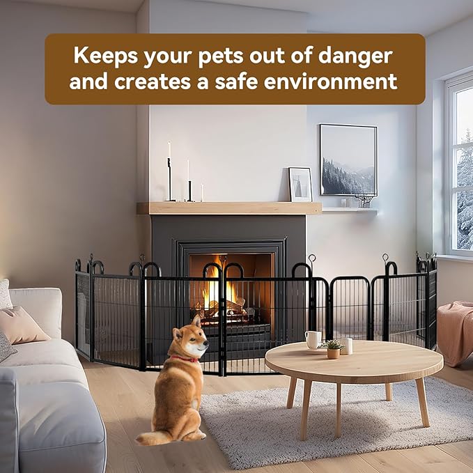 Puppy Playpen 12 Piece Panels Small Dog Fence Outdoor Indoor Use 24" Height Anti-Rust with Doors Portable Dog Play Pen for RV Camping Yard, Total 22FT, 30.25 Sq.ft, Snowy Black