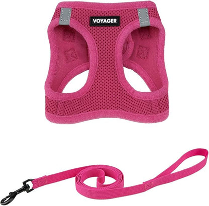 Voyager Step-in Pet Harness - All Weather Mesh, Adjustable Step in Harness for Cats and Dogs by Best Pet Supplies - 307S Fuchsia, S