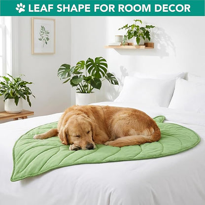 PetAmi Dog Cooling Mat, Leaf Shape, Reversible Cooling Nylon Blanket Soft Fleece Pet Pad for Dogs Cats, Summer All Season Use Q-Max>0.3, Medium 42x48 in, Sage Green