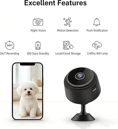 Hidden Camera for Home Use, Mini Security WiFi Camera, HD 1080P Outdoor/Indoor Night Vision Cam for Baby, Pets, Compatible with Smartphone, Tablets SXT 1PCS Guiyang G/Y3