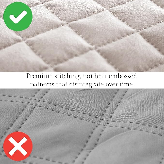 Southshore Fine Living, Inc. King Quilt Bedding Set, Quilted Comforter, Coverlet Bed Spread for California Kings, Luxury Bedding King Quilt Set, Lightweight Quilted Bedspread w/Shams, Bone (Pack of 2)