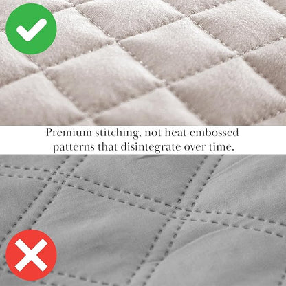 Southshore Fine Living, Inc. King Quilt Bedding Set, Quilted Comforter, Coverlet Bed Spread for California Kings, Luxury Bedding King Quilt Set, Lightweight Quilted Bedspread w/Shams, Bone (Pack of 2)