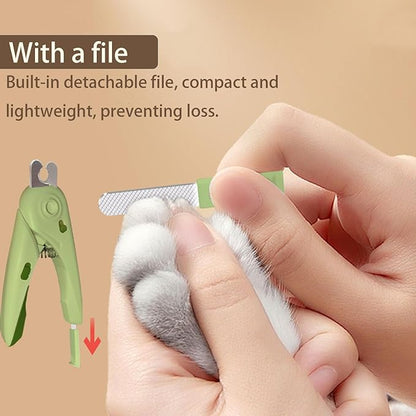 LED Dog Nail Clipper with Light, Illuminate Nails and Bloodline for Safe Trimming, with Nail File, Transparent Guard and Safety Lock, Suitable for Cats and Dogs-Green