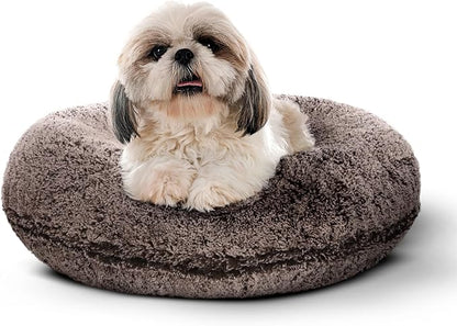 Bessie and Barnie - Luxury Extra Plush Faux Fur Bagel Pet/Dog Bed (Frosted Willow, S)